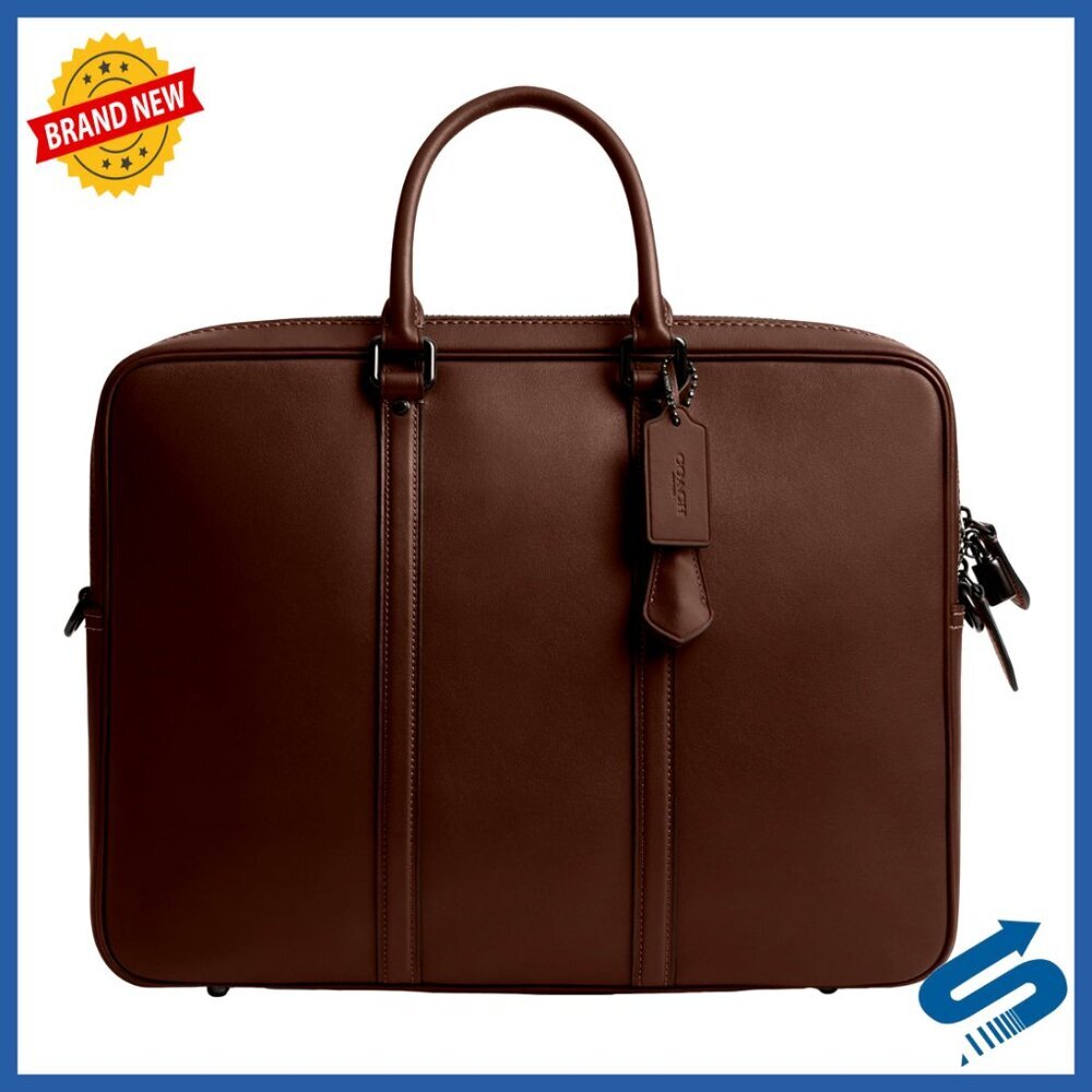 Leather Briefcase for 16" Laptop, Detachable Strap, Professional Work Bag
